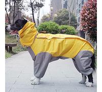 pet rain gear， Pet Large Dog Raincoat Outdoor Waterproof Clothes Hooded Jumpsuit Cloak for Small Big Dogs Rain Coat(Yellow,12)