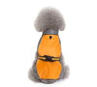 pet rain gear， Tie Up Pet Raincoat Standing Collar Adjustable Drawstring Cloak Dog Cat Outdoor Wearing Supplies(Orange,L)