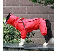 Pet raincoats, Pet Large Dog Raincoat Outdoor Waterproof Clothes Hooded Jumpsuit Cloak for Small Big Dogs Rain Coat(Red,24)