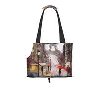 Pet-Rainy Street In Paris print portable bag, lightweight and breathable, suitable for taking small pets out.