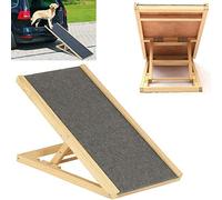 Pet Ramp Dog Ramp for Car for Large Dog, Folding Pet Ladder Solid Wooden Frame with Anti-Slip Carpet, Multipurpose Pet Ramp Ladder for Cars High Bed, Adjustable for 4 Heights(30, 40, 50, 60cm)