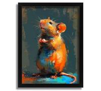 Pet Rat Art Print Oil Style Rat Painting Cute Rat Picture Rat Gift Idea Rat Art A4 Poster on Canvas - Wall Art Home Decor Movie Poster Canvas Film Cinema Retro Vintage Cult Classic Nostargic Saga Mod