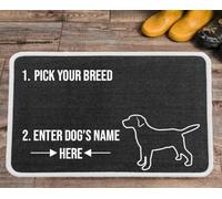 PET REBELLION | Machine Washable & Absorbent | Personalised Extra-Large Pet Feeding Mat | Customisable with Your Pet's Name | Non-Slip Backing | Labrador Charcoal