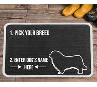 PET REBELLION | Machine Washable & Absorbent | Personalised Extra-Large Pet Feeding Mat | Customisable with Your Pet's Name | Non-Slip Backing | Newfoundland Charcoal