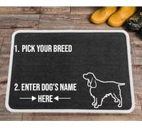 PET REBELLION | Machine Washable & Absorbent | Personalised Extra-Large Pet Feeding Mat | Customisable with Your Pet's Name | Non-Slip Backing | Springer Spaniel Charcoal