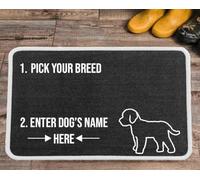 PET REBELLION | Machine Washable & Absorbent | Personalised Extra-Large Pet Feeding Mat | Customisable with Your Pet's Name | Non-Slip Backing | Cockapoo Charcoal