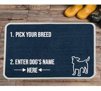 PET REBELLION | Personalised Extra-Large Pet Feeding Mat | Absorbent & Machine Washable | Customisable with Your Pet's Name | Non-Slip Backing | Jack Russell Blue