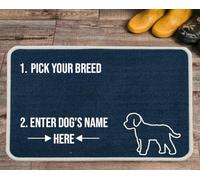 PET REBELLION | Personalised Extra-Large Pet Feeding Mat | Absorbent & Machine Washable | Customisable with Your Pet's Name | Non-Slip Backing | Cockapoo Blue