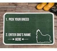 PET REBELLION | Personalised Extra-Large Pet Feeding Mat | Absorbent & Machine Washable | Customisable with Your Pet's Name | Non-Slip Backing | Shih Tzu Green