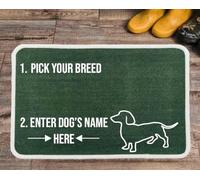 PET REBELLION | Personalised Extra-Large Pet Feeding Mat | Absorbent & Machine Washable | Customisable with Your Pet's Name | Non-Slip Backing | Dachshund Green
