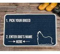 PET REBELLION | Personalised Extra-Large Pet Feeding Mat | Absorbent & Machine Washable | Customisable with Your Pet's Name | Non-Slip Backing | Shih Tzu Blue