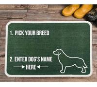PET REBELLION | Personalised Extra-Large Pet Feeding Mat | Absorbent & Machine Washable | Customisable with Your Pet's Name | Non-Slip Backing | Golden Retriever Green