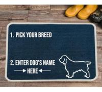 PET REBELLION | Personalised Extra-Large Pet Feeding Mat | Absorbent & Machine Washable | Customisable with Your Pet's Name | Non-Slip Backing | Working Cocker Spaniel Blue