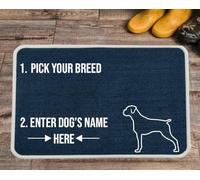 PET REBELLION | Personalised Extra-Large Pet Feeding Mat | Absorbent & Machine Washable | Customisable with Your Pet's Name | Non-Slip Backing | Boxer Blue