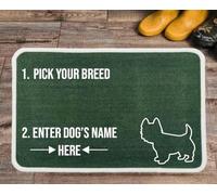 PET REBELLION | Personalised Extra-Large Pet Feeding Mat | Absorbent & Machine Washable | Customisable with Your Pet's Name | Non-Slip Backing | Westie Green