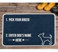 PET REBELLION | Personalised Extra-Large Pet Feeding Mat | Absorbent & Machine Washable | Customisable with Your Pet's Name | Non-Slip Backing | Chihuahua Blue