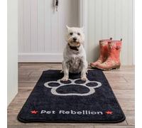 Pet Rebellion Stop Muddy Paws Rug - Black Print