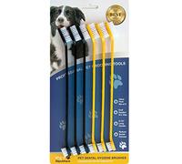 Pet Republique Cat & Dog Toothbrush Set of 3/6 - Dual Headed Dental Hygiene Brushes for Small to Large Dogs, Cats, & Most Pets (Dual-Headed Set of 6)