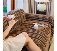 Pet-Resistant Chenille Sofa Covers - Waterproof Striped Couch Slipcovers Anti-Slip & Wrinkle-Free Fits 180x130 to 180x480cm (180x360cm Black)