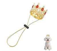 Pet Rhinestone King Crown,Red Rhinestone Dog Crown with Adjustable Strap Party Costume Accessories,Golden Queen Crowns for Dog & Cat Home Weddings Birthday Cosplay Party Photos Prop