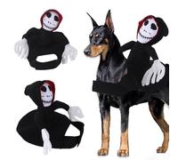 Pet Riding Costume Novelty Pet Supplies Ghost Rider Horse Riding Designed Dog Cats Apparel Party Dressing up Clothing Halloween (M)