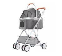 Pet Robust Buggy 4 Wheels Dog Stroller with Detachable Carrier Storage Basket Adjustable Handle Pet Cat Stroller for Small Medium Pet Pram Jogger Trolley(Grey)