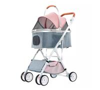 Pet Robust Buggy 4 Wheels Dog Stroller with Detachable Carrier Storage Basket Adjustable Handle Pet Cat Stroller for Small Medium Pet Pram Jogger Trolley(Pink)