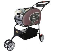 Pet Robust Buggy 5-in-1 Dog Stroller with Detachable Carrier Pet Stroller Carrier Backpack for Puupy and Cats Up to 17 Lbs Pram Jogger Trolley(Bruin)