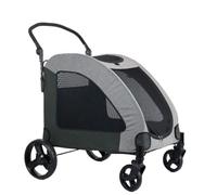 Pet Robust Buggy Foldable Dog Stroller with 4 Rubber Wheels and Adjustable Handle Zipper Entry Pet Cart, Mesh Skylight Cat Dog Stroller Pram Jogger Trolley(Grey)