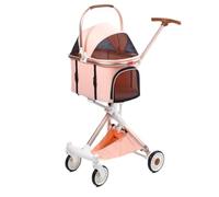 Pet Robust Buggy Folding Dog Stroller Pet Stroller for Small Medium Dogs Cats, 4 Wheels Travel Carrier with Storage Basket Pram Jogger Trolley(B)