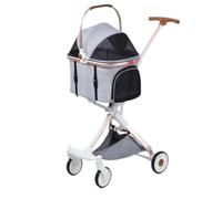 Pet Robust Buggy Folding Dog Stroller Pet Stroller for Small Medium Dogs Cats, 4 Wheels Travel Carrier with Storage Basket Pram Jogger Trolley(D)