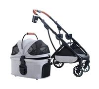 Pet Robust Buggy Pet Stroller Folding Cat Stroller Cup Holder Travel Dog Strollers with Detachable Carrier for Medium Small Pram Jogger Trolley(B)