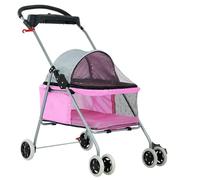 Pet Robust Buggy Pet Stroller for Medium Small Dogs 4 Wheels Folding Portable Cat Dog Stroller with Cup Holders Removable Liner Pram Jogger Trolley(C)