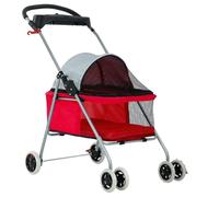 Pet Robust Buggy Pet Stroller for Medium Small Dogs 4 Wheels Folding Portable Cat Dog Stroller with Cup Holders Removable Liner Pram Jogger Trolley(B)