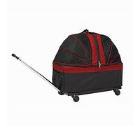 Pet Rolling Bag Handbag Car Cage Foldable Breathable Travel Rolling Bag for Dogs and Cats with Removable Wheels Portable Soft Sides (Red)