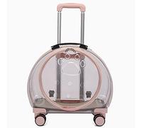 Pet Rolling Carrier, Pet Trolley Case, Portable Transparent Cat Bag with Wheels, Backpack Carrier with Wheels, Rolling Pet Carrier Backpack (Pink B)