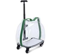 Pet Rolling Carrier Transparent & Breathable Luggage Case with 360 Degree Silent Swivel Wheels Pet Travel Carriers for Small Medium Cats and Dogs,Green