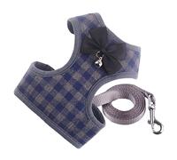 Pet Rope Cat Harness Small Dog Harness and Leash Mesh Padded No Pull Puppy Pet Harness Bowtie Plaid Tuxedo Vest Harness Leads for Cats Pet Traction Rope(Blue,S)