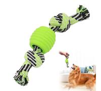 Pet Rubber Toy with Rope Interactive Dog Toys,Double Knotted Cotton Rope Dog Toy with Rubber Ball,Durable Chew & Tug Toys for Aggressive Chewers Chew Rope Puppy Teething (Green)