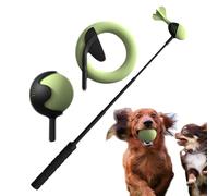 Pet-Safe Ball Thrower - Outdoor Launcher Stick, Anti-Slip Rubber Grip Handle, Retractable Cord Design, Lightweight Aluminum Shaft | Interactive Fetch Tool for Puppy Training Park Runs Beach Games