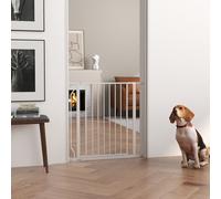 PawHut Dog Gate Wide Stair Gate w/ Door Pressure Fit - White - Steel, ABS - 85 x 1.5 x 76 cm