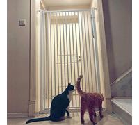 Pet Safety Gate Extra Tall Pressure Fit Cat Gate | 78cm Wide, 80-130cm Tall | Auto Close, Two Way Open Door, White