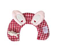 Pet Saliva Towel Collar Lattice Pattern Collar Rabbits Ears Adjustable Bandanas Kitten Puppy Festival Collars