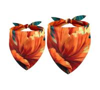 Pet Scarf Abstract Orange Flower Dog Bandanas 2 Pack, Color299 | Lightweight Sheer Chiffon Dog Bandanas - Cute Print, Breathable, Soft & Fade-Proof. 2 Sizes, Suitable for Dogs, Cats to Use