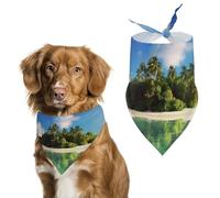 Pet Scarf,Beautiful Island in The Sea Printed Personalized Dog Scarf Triangle Bib Bandana Accessories Funny Dog Bandanas for Dogs Cats