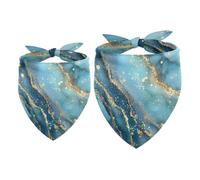 Pet Scarf Blue Fluid Marble Dog Bandanas 2 Pack, Color87 | Lightweight Sheer Chiffon Dog Bandanas - Cute Print, Breathable, Soft & Fade-Proof. 2 Sizes, Suitable for Dogs, Cats to Use