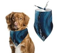 Pet Scarf,Blue Wave Painting Printed Personalized Dog Scarf Triangle Bib Bandana Accessories Funny Dog Bandanas for Dogs Cats