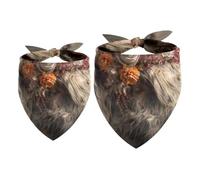Pet Scarf Highland Cow with Flower Dog Bandanas 2 Pcs, Color299 | Lightweight Sheer Chiffon Dog Bandanas - Cute Print, Breathable, Soft & Fade-Proof. 2 Sizes, Suitable for Dogs, Cats to Use