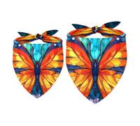 Pet Scarf Retro Stained Glass Butterfly Dog Bandanas | Lightweight Sheer Chiffon Dog Bandanas - Cute Print, Breathable, Soft & Fade-Proof. 2 Sizes, Suitable for Dogs, Cats to Use