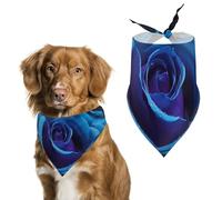 Pet Scarf,Romantic Blue Rose Printed Personalized Dog Scarf Triangle Bib Bandana Accessories Funny Dog Bandanas for Dogs Cats